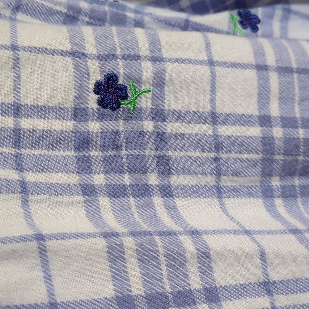 Woman Within Plaid Flannel Button Down With Flowers - 1X 22/24 - Picture 3 of 6